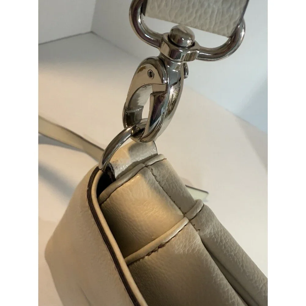 Liz Claiborne‎ CrossBody Purse Bag Taupe Faux Leather Front Flap RN70272 CA16396
